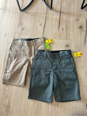 Volcom Kids Stretch Shorts in Tan and Dark Gray